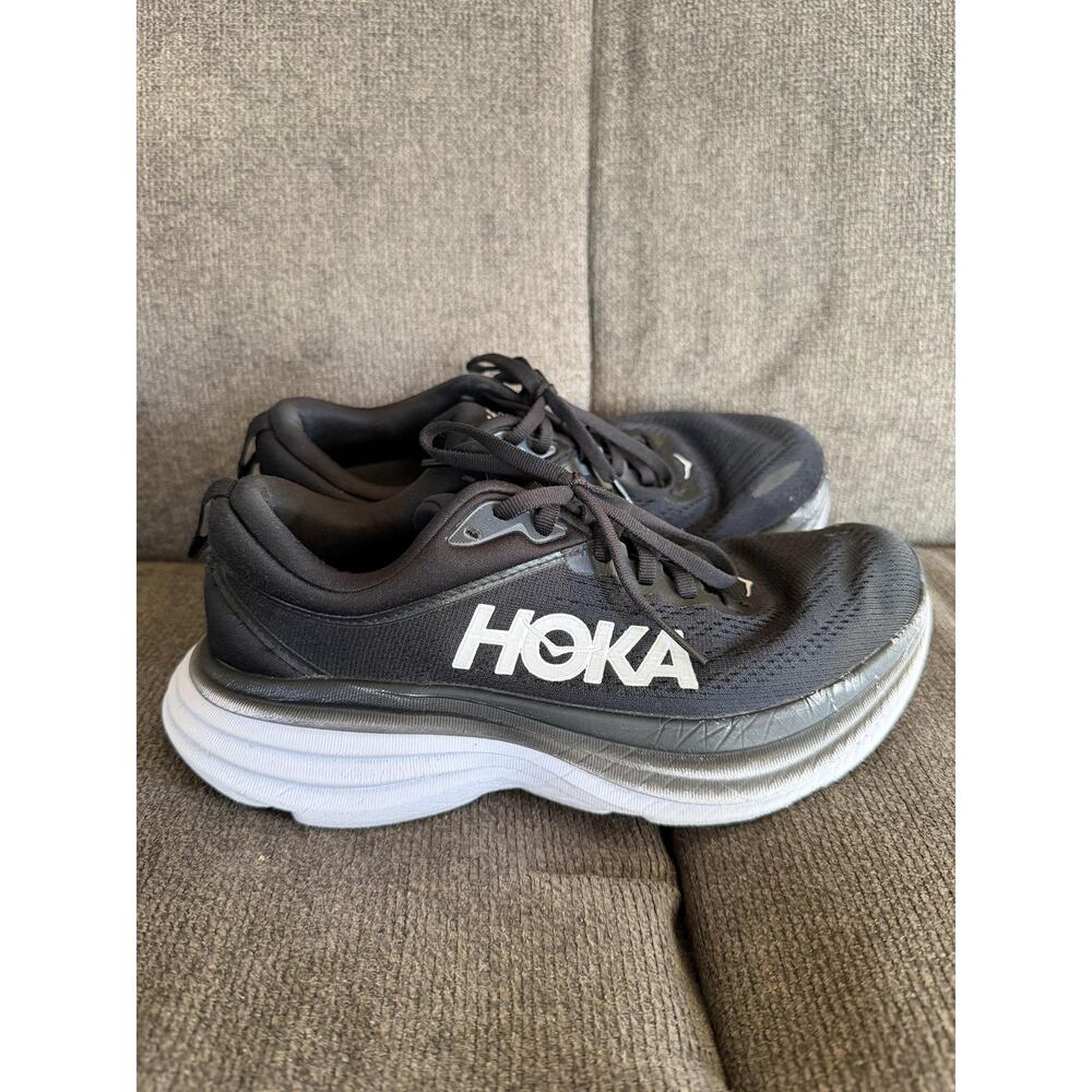Hoka One One Bondi 8 Shoes Womens Size 7B Black Running Sneakers Cushioned